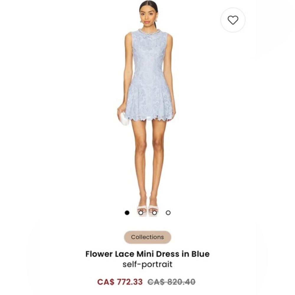 NEW Self Portrait Flower Lace Mini Dress in Blue